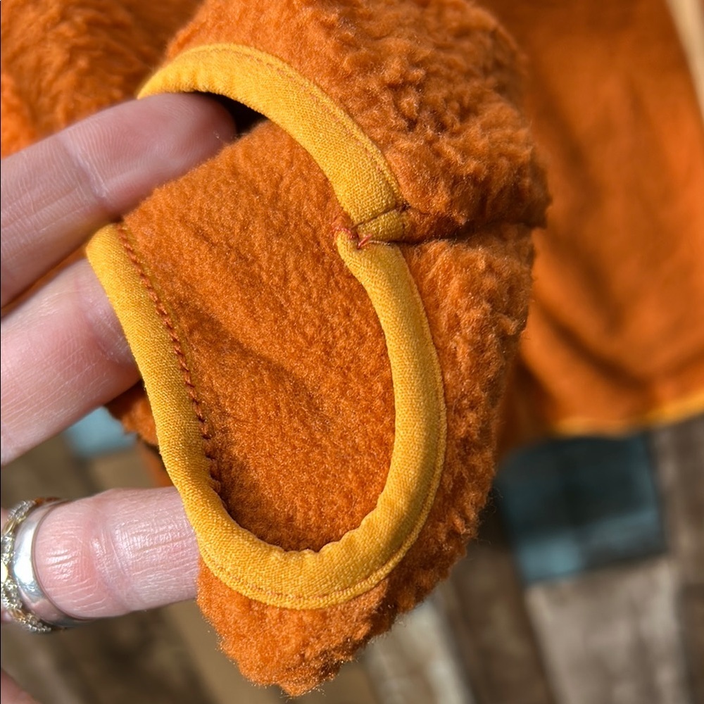 Orange Fleece fuzzy zip Jacket with Pockets - Picture 8 of 16